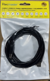TECMASTER CABLE USB2.0 PARA IMPRESORA Y SCANNER A-B, 2 METROS, COLOR NEGRO